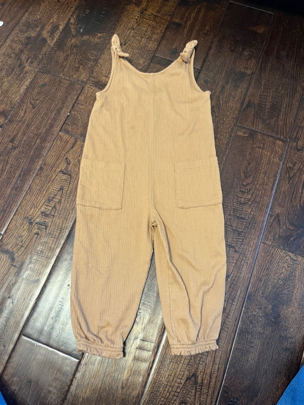 Old Navy Girls' Tan Knotted-Strap Ribbed One-Piece Jumpsuit
